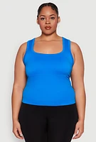 Womens Plus Seamless Square Neck Tank Top, 2X-3X