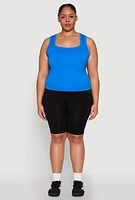 Womens Plus Seamless Square Neck Tank Top, 2X-3X