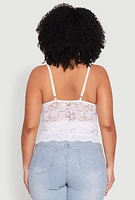 Womens Plus Size Floral Lace Cami, White, Size 1X