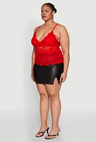 Womens Plus Size Floral Lace Cami, Red, Size 3X
