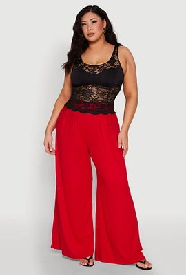 Womens Plus Floral Lace Scoop Neck Tank Top,