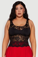 Womens Plus Floral Lace Scoop Neck Tank Top, 2X