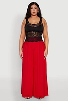 Womens Plus Floral Lace Scoop Neck Tank Top,