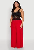 Womens Plus Floral Lace Scoop Neck Tank Top,