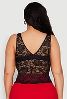 Womens Plus Floral Lace Scoop Neck Tank Top,