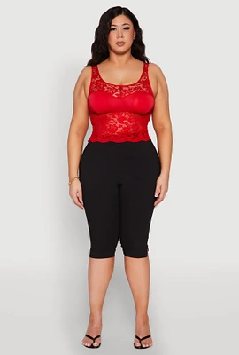 Womens Plus Floral Lace Scoop Neck Tank Top,