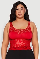 Womens Plus Floral Lace Scoop Neck Tank Top,