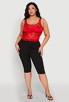 Womens Plus Floral Lace Scoop Neck Tank Top,