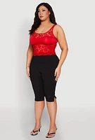 Womens Plus Floral Lace Scoop Neck Tank Top,