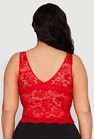 Womens Plus Floral Lace Scoop Neck Tank Top,
