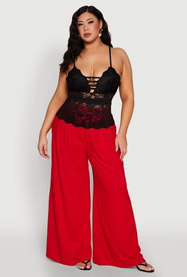 Womens Plus Floral Lace Caged Front Cami,