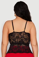 Womens Plus Floral Lace Caged Front Cami,