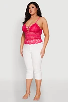 Womens Plus Floral Lace Caged Front Cami,