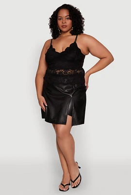 Womens Plus Size Floral Lace Scoop Neck Cami, Black, Size 3X