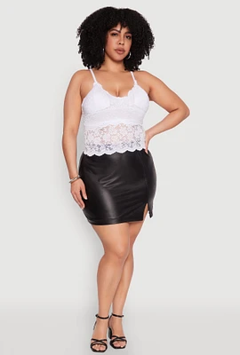Womens Plus Size Floral Lace Scoop Neck Cami, White, Size 1X