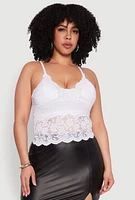 Womens Plus Size Floral Lace Scoop Neck Cami, White, Size 1X
