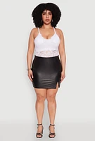 Womens Plus Size Floral Lace Scoop Neck Cami, White, Size 1X