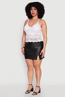 Womens Plus Size Floral Lace Scoop Neck Cami, White, Size 1X