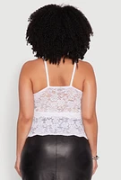 Womens Plus Size Floral Lace Scoop Neck Cami, White, Size 1X