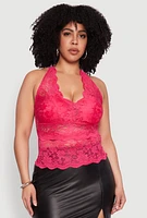 Womens Plus Scalloped Floral Lace Tank Top,