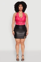 Womens Plus Size Scalloped Floral Lace Tank Top, Pink, Size 3X