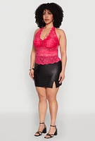Womens Plus Size Scalloped Floral Lace Tank Top, Pink, Size 3X