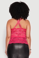 Womens Plus Size Scalloped Floral Lace Tank Top, Pink, Size 3X