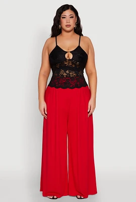 Womens Plus Floral Lace Keyhole Cami,