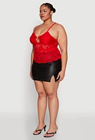 Womens Plus Floral Lace Keyhole Cami,