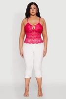 Womens Plus Floral Lace Keyhole Cami,
