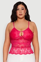 Womens Plus Floral Lace Keyhole Cami,