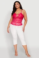 Womens Plus Floral Lace Keyhole Cami,