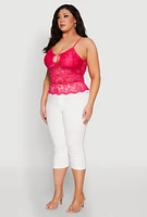 Womens Plus Floral Lace Keyhole Cami,