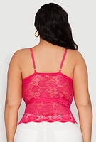 Womens Plus Floral Lace Keyhole Cami,