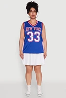 Womens Plus Size Graphic Basketball Jersey, Blue, Size 1X