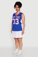 Womens Plus Size Graphic Basketball Jersey, Blue, Size 1X