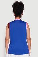 Womens Plus Size Graphic Basketball Jersey, Blue, Size 1X