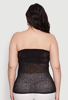 Womens Plus Sheer Ruched Drawstring Tube Top, 3X
