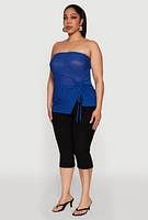 Womens Plus Sheer Ruched Drawstring Tube Top, 3X