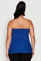 Womens Plus Sheer Ruched Drawstring Tube Top, 3X