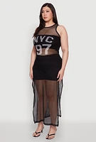 Womens Plus NYC 97 Fishnet Maxi Top, 4X