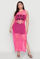 Womens Plus NYC 97 Fishnet Maxi Top, 3X