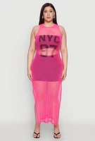 Womens Plus NYC 97 Fishnet Maxi Top, 3X