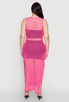 Womens Plus NYC 97 Fishnet Maxi Top, 3X
