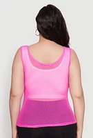 Womens Plus Size Brooklyn Graphic Fishnet Tank Top, Pink, Size 4X