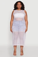 Womens Plus Fishnet Side Slit Maxi Tank Top, 4X
