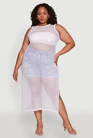 Womens Plus Fishnet Side Slit Maxi Tank Top, 4X