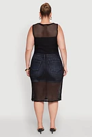 Womens Plus Fishnet Side Slit Maxi Cover Up,