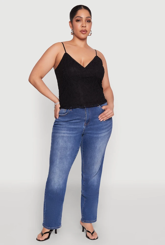 Womens Plus Lace Overlay Cami,