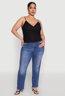 Womens Plus Lace Overlay Cami,